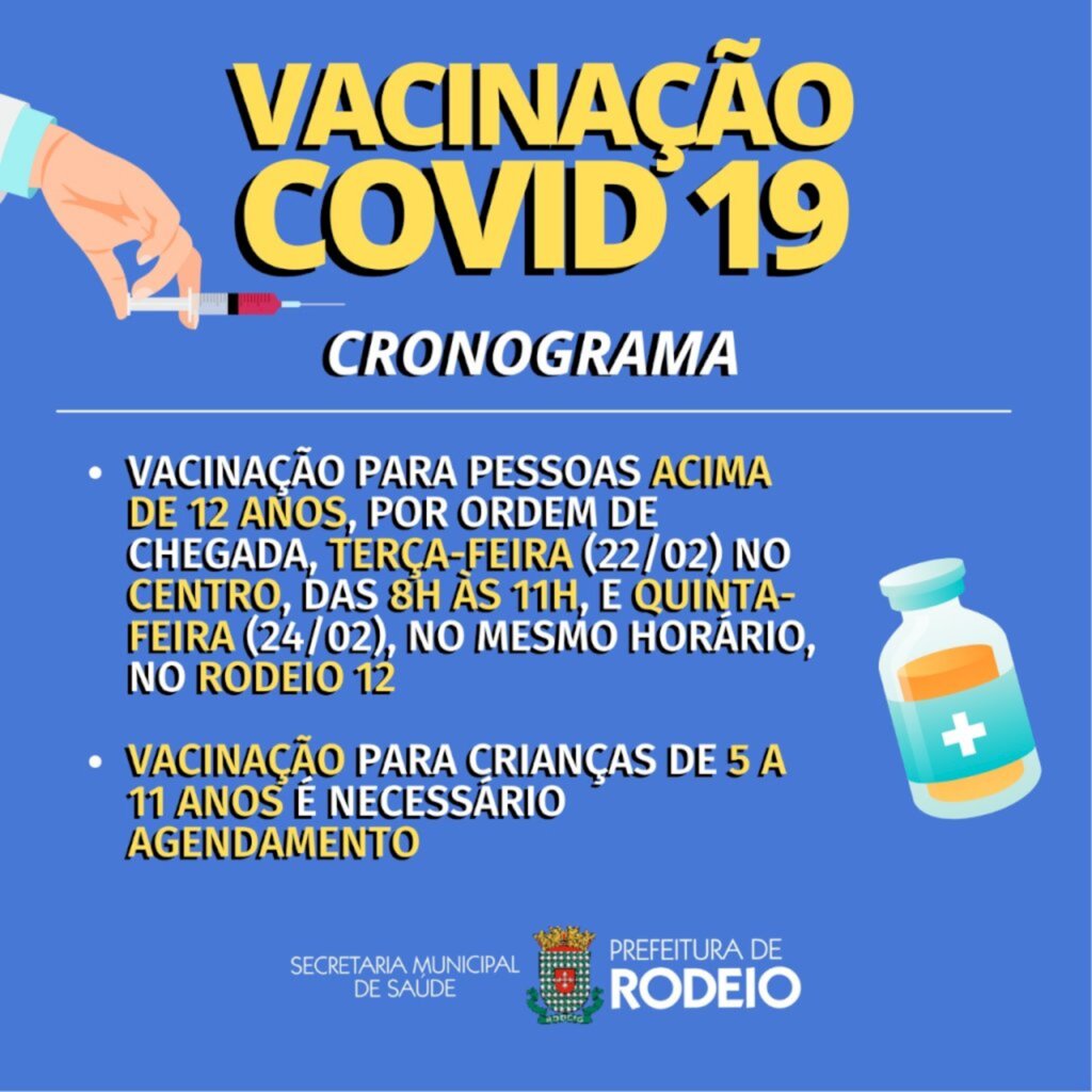 AGENDA DA VACINAÇÃO CONTRA COVID-19 EM RODEIO
