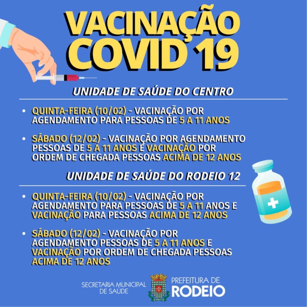 AGENDA DA VACINAÇÃO CONTRA COVID-19 EM RODEIO