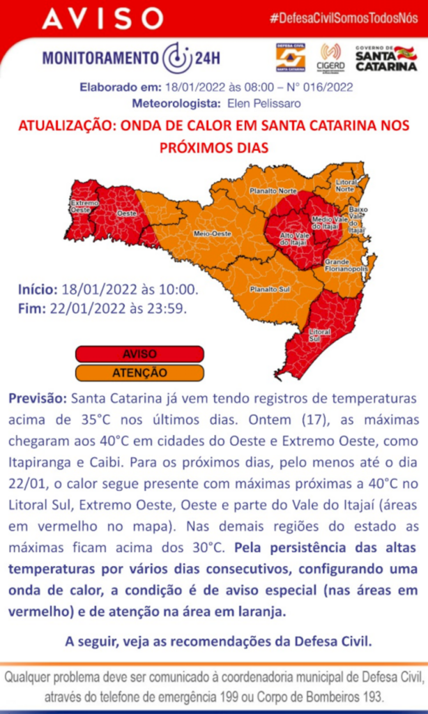 SC tem mais um dia com calorão de 40°C nesta terça