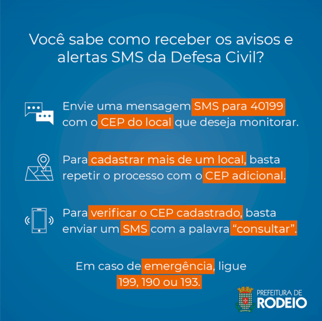RECEBA ALERTA VIA SMS DA DEFESA CIVIL DE SANTA CATARINA