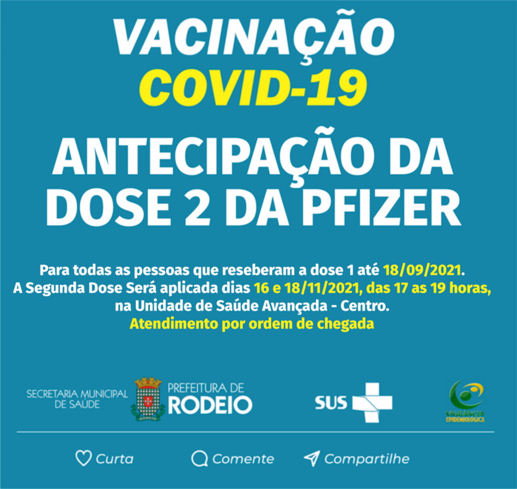 ANTECIPAÇÃO DA SEGUNDA DOSE DA PFIZER EM RODEIO