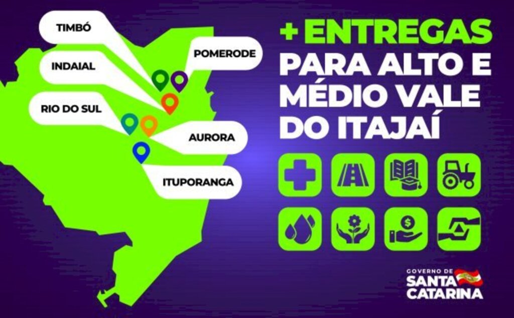 Carlos Moisés faz roteiro de dois dias com importantes entregas para o Vale do Itajaí