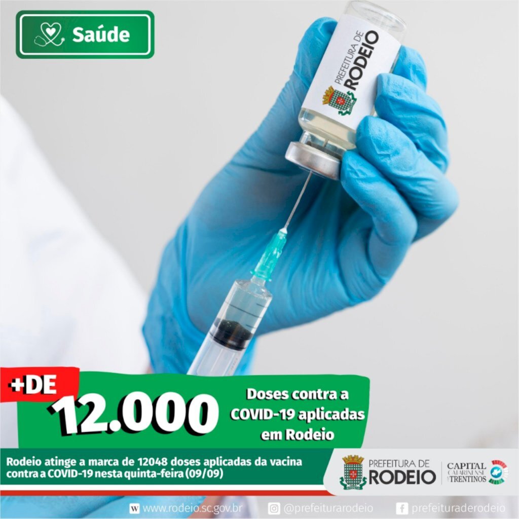 SECRETÁRIA DE SAÚDE DE RODEIO JÁ APLICOU 12,048 DOSES DA VACINA CONTRA COVID 19
