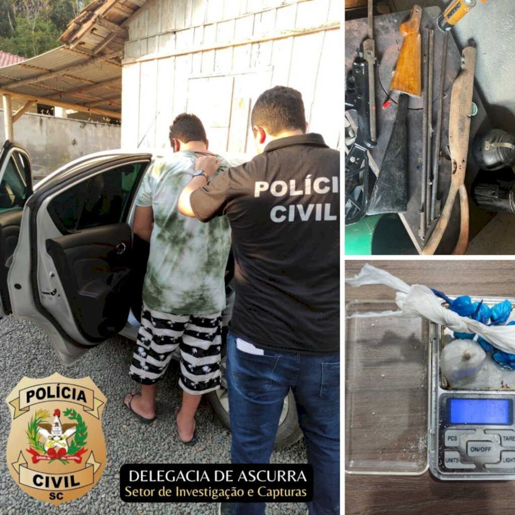 POLÍCIA CIVIL DA COMARCA DE ASCURRA, PRENDE HOMEM EM FLAGRANTE E FECHA FÁBRICA CLANDESTINA DE ARMAS.