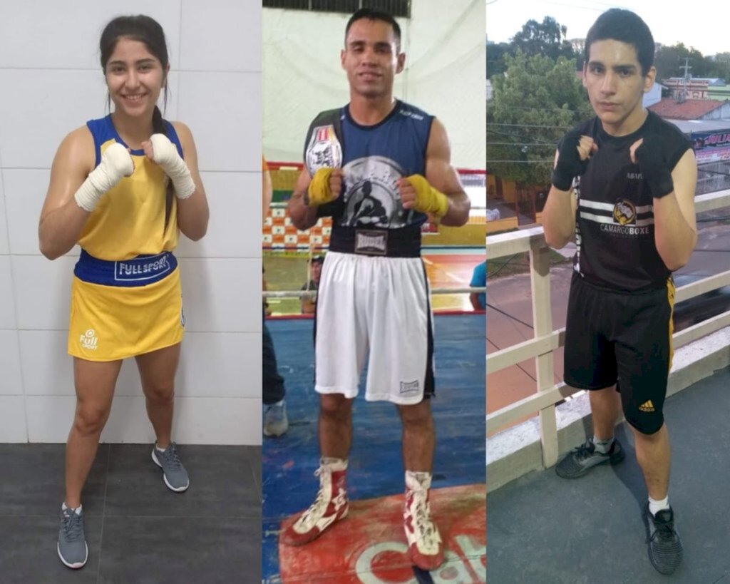 Divulgação/Camargo Boxe - Gabrielle Guimarães, Adriano Adunai e Eduardo Oliveira