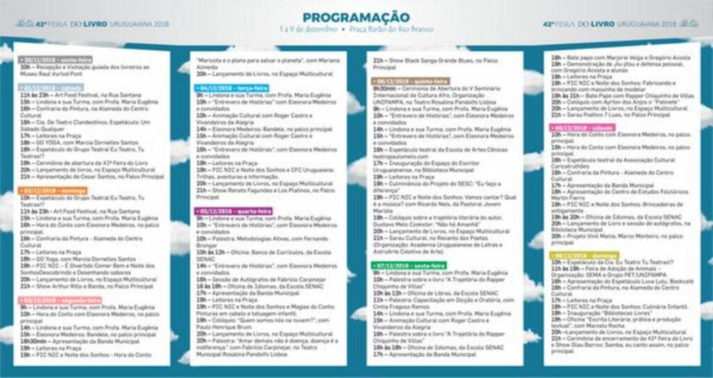 Divulgada a programação da 42ª Feira do Livro de Uruguaiana