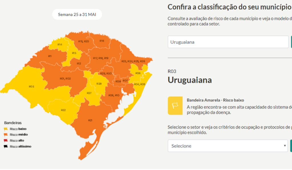 Uruguaiana volta a ser bandeira amarela no Distanciamento