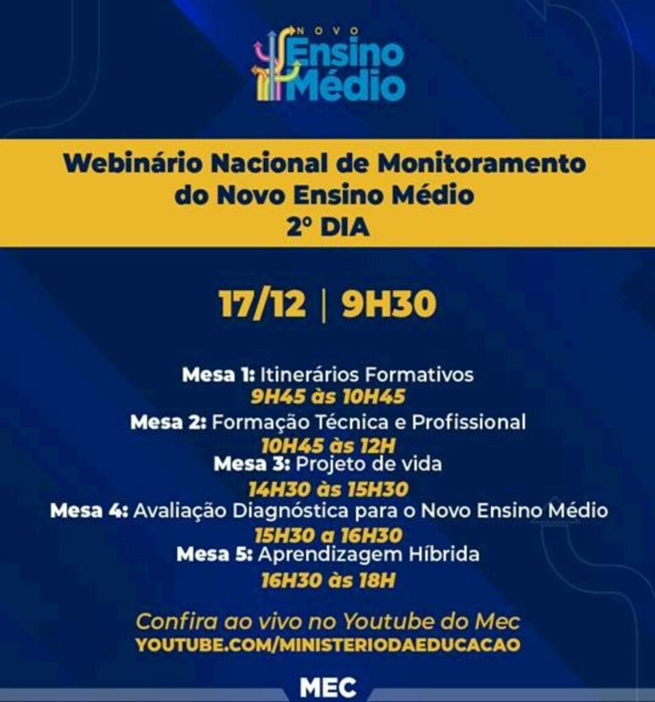 Começa Webinário Nacional de Monitoramento do Novo Ensino Médio