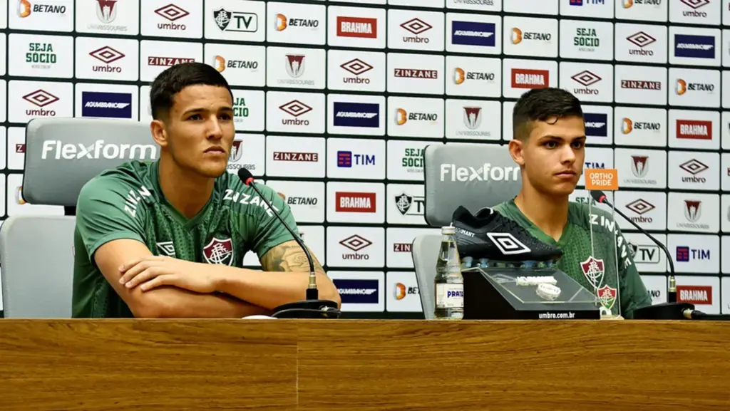  - Pedro Rangel e Giovanni em coletiva — Foto: Mailson Santana/Fluminense