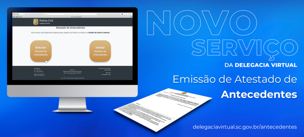 SC disponibiliza emissão online de certidão negativa de antecedentes