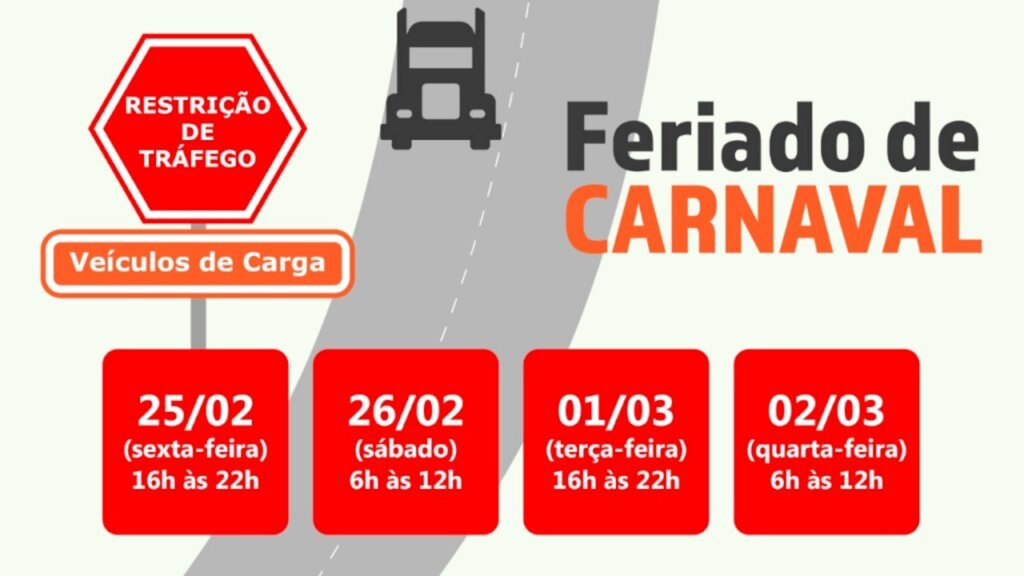 Caminhões têm restrição de tráfego no feriado de Carnaval?