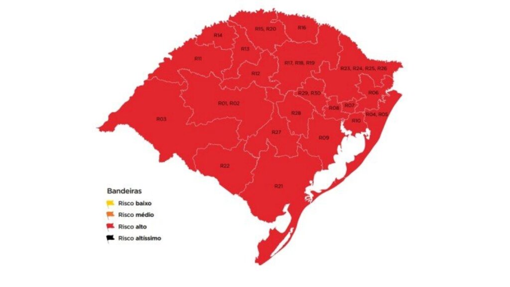 Cachoeira e o restante do estado em bandeira vermelha