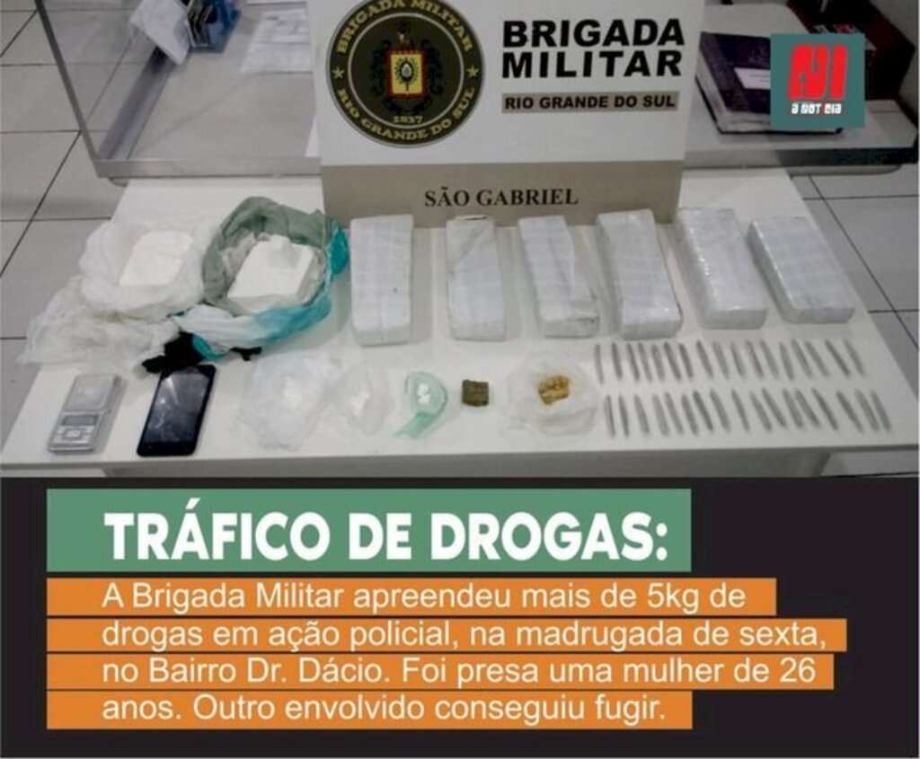 Ação da Brigada Militar leva a apreensão de mais de cinco quilos de drogas no Bairro Dr. Dácio