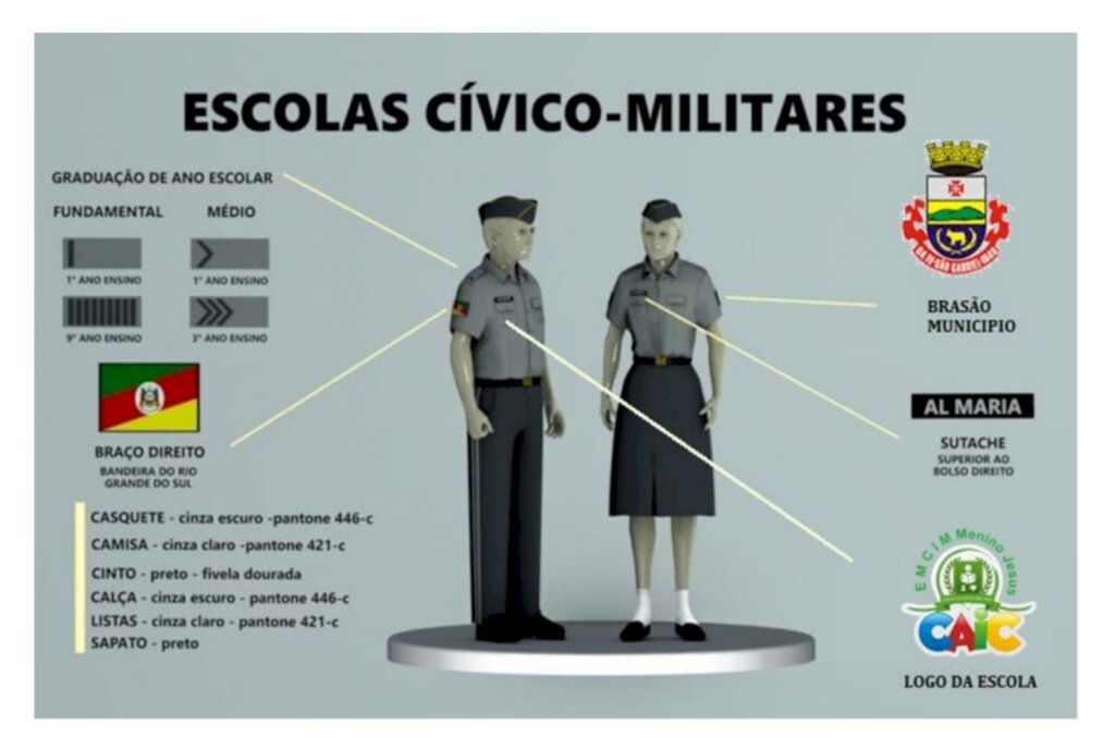 Educação apresenta modelos de fardas e uniformes da Escola Cívico-Militar