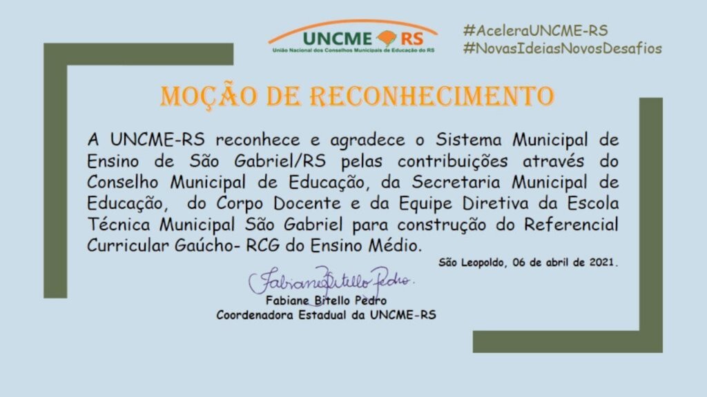 Rede Municipal de ensino recebe moção de reconhecimento nacional