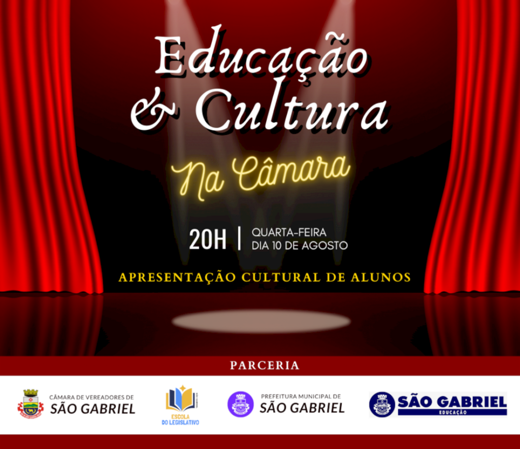 Educação e Cultura na Câmara acontece na próxima quarta-feira