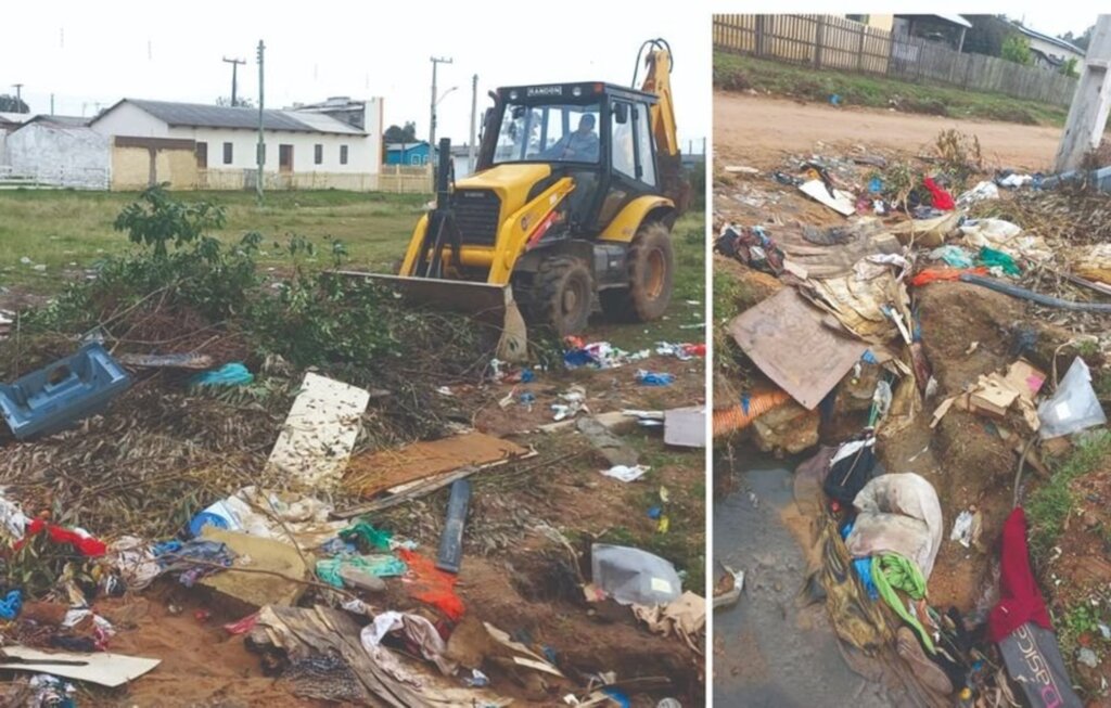 Prefeitura recolhe quilos de lixo de bueiro no bairro Élbio Vargas