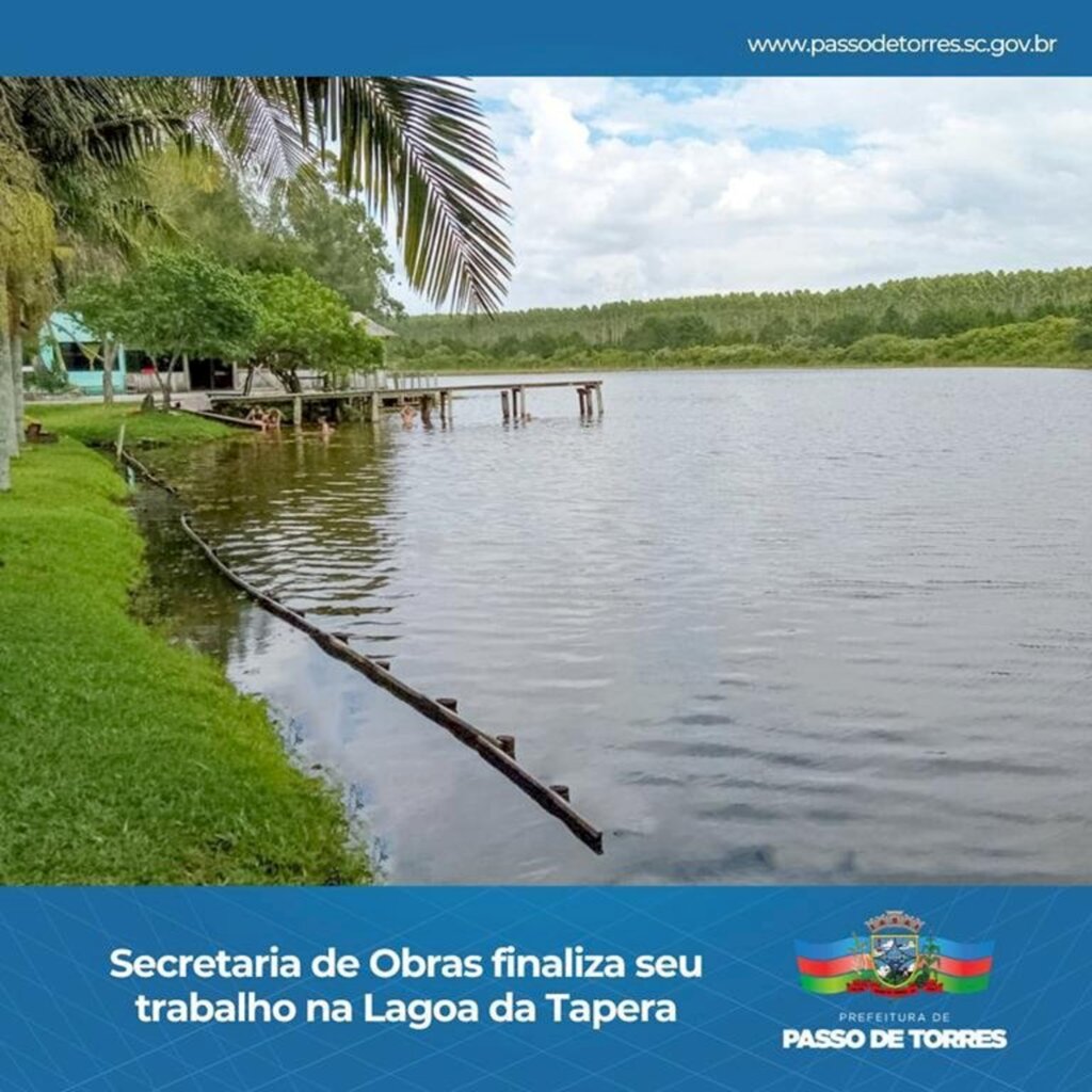 SECRETARIA DE OBRAS DE PASSO DE TORRES FINALIZA TRABALHO  NA LAGOA DA TAPERA
