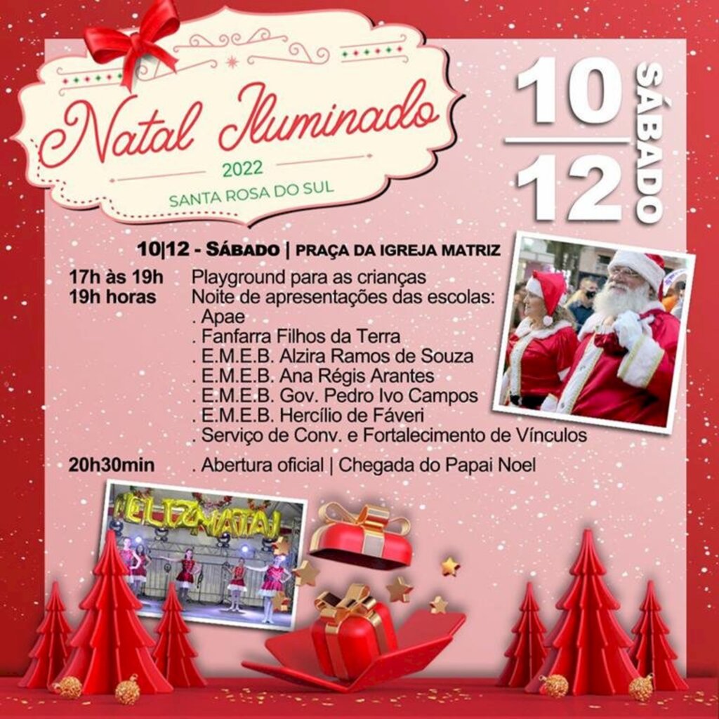 NATAL ILUMINADO INICIA NESTE SÁBADO (10) EM SANTA ROSA DO SUL