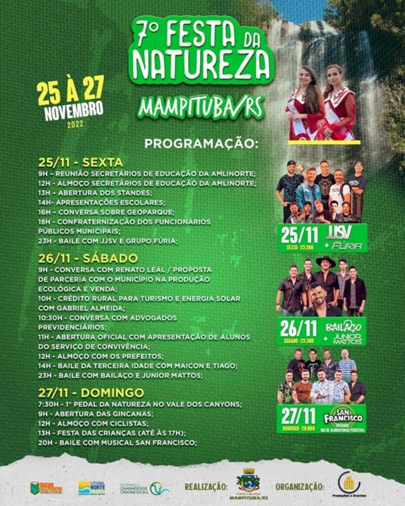 FESTA DA NATUREZA ACONTECE NESTE FIM DE SEMANA EM MAMPITUBA