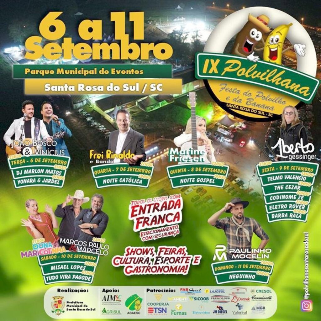 DEFINIDA A PROGRAMAÇÃO DA IX POLVILHANA, A MAIOR FESTA CULTURAL DO MUNICÍPIO DE SANTA ROSA DO SUL
