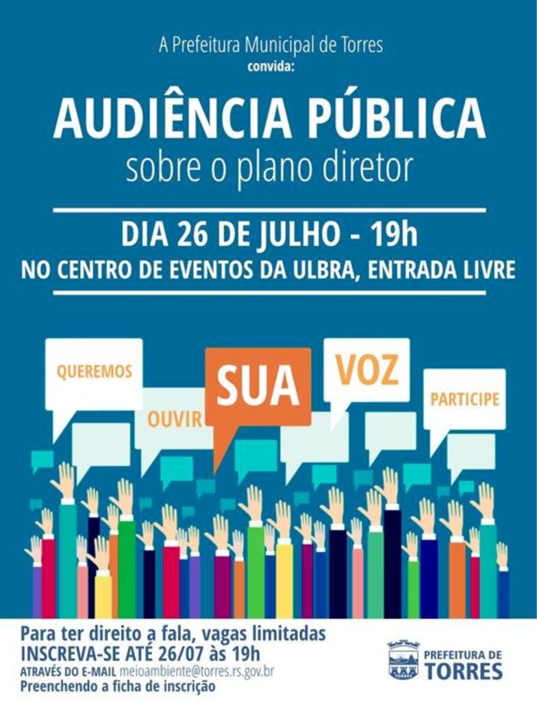 MUNICÍPIO DE TORRES PROMOVE AUDIÊNCIA PÚBLICA PARA REVISÃO DO  PLANO DIRETOR