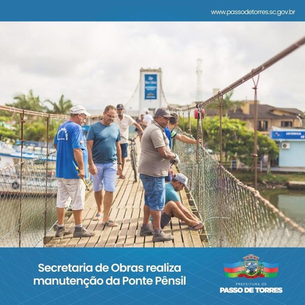 SECRETARIA DE OBRAS REALIZA MANUTENÇÃO DA PONTE PÊNSIL