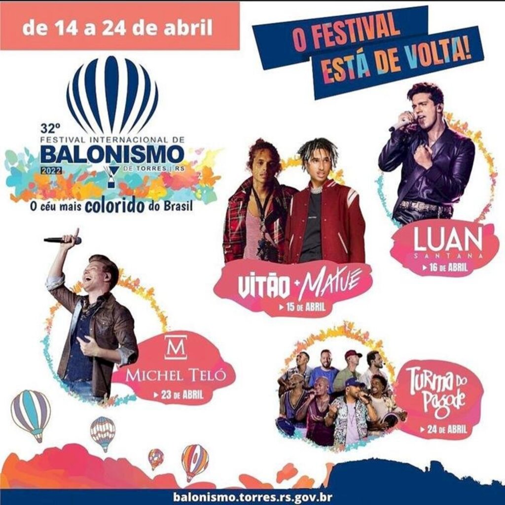TORRES: 32º FESTIVAL INTERNACIONAL DE BALONISMO TERÁ 60 BALÕES, CINCO SHOWS NACIONAIS E MUITAS NOVIDADES