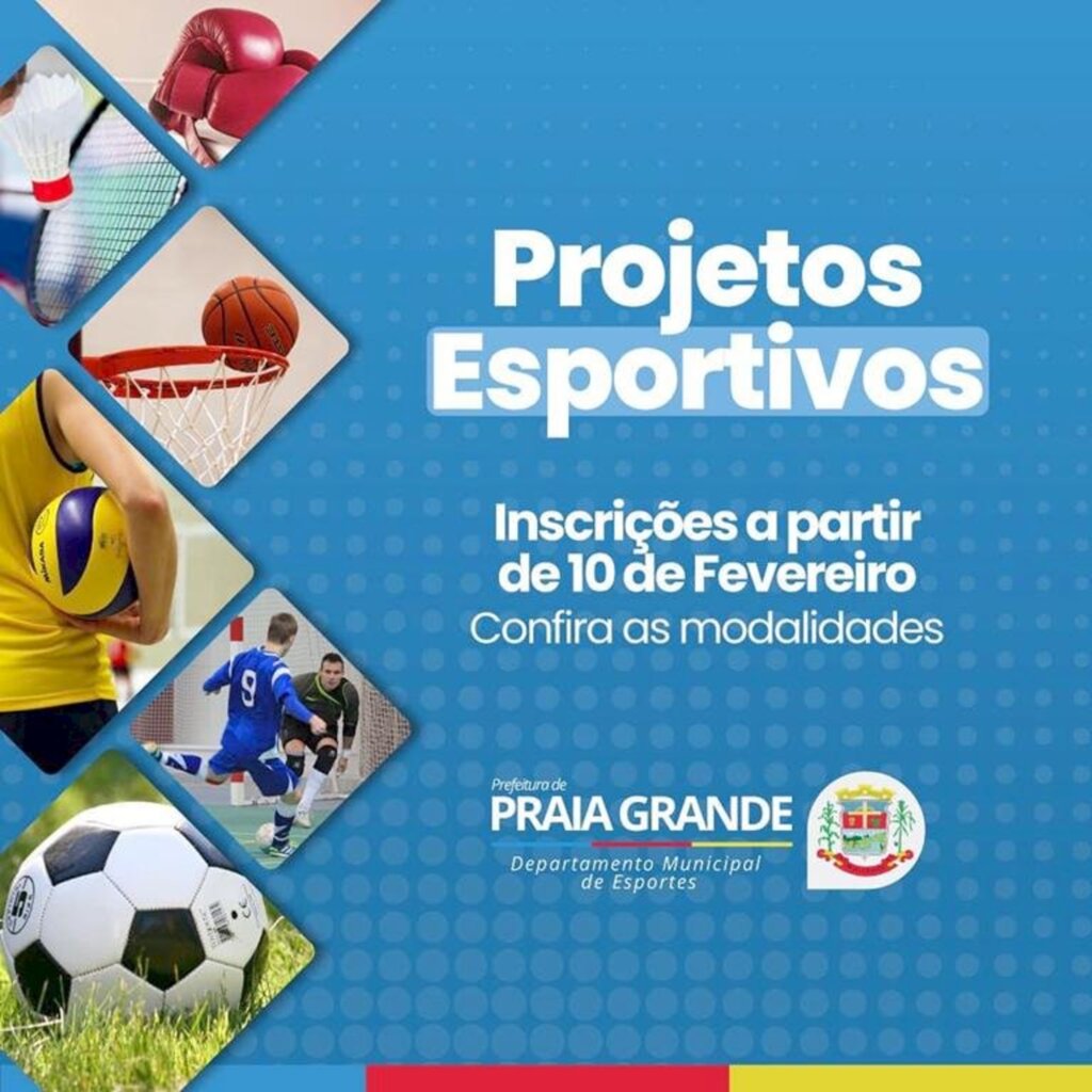 DEPARTAMENTO DE ESPORTES DE PRAIA GRANDE ABRE INSCRIÇÕES PARA PROJETOS ESPORTIVOS