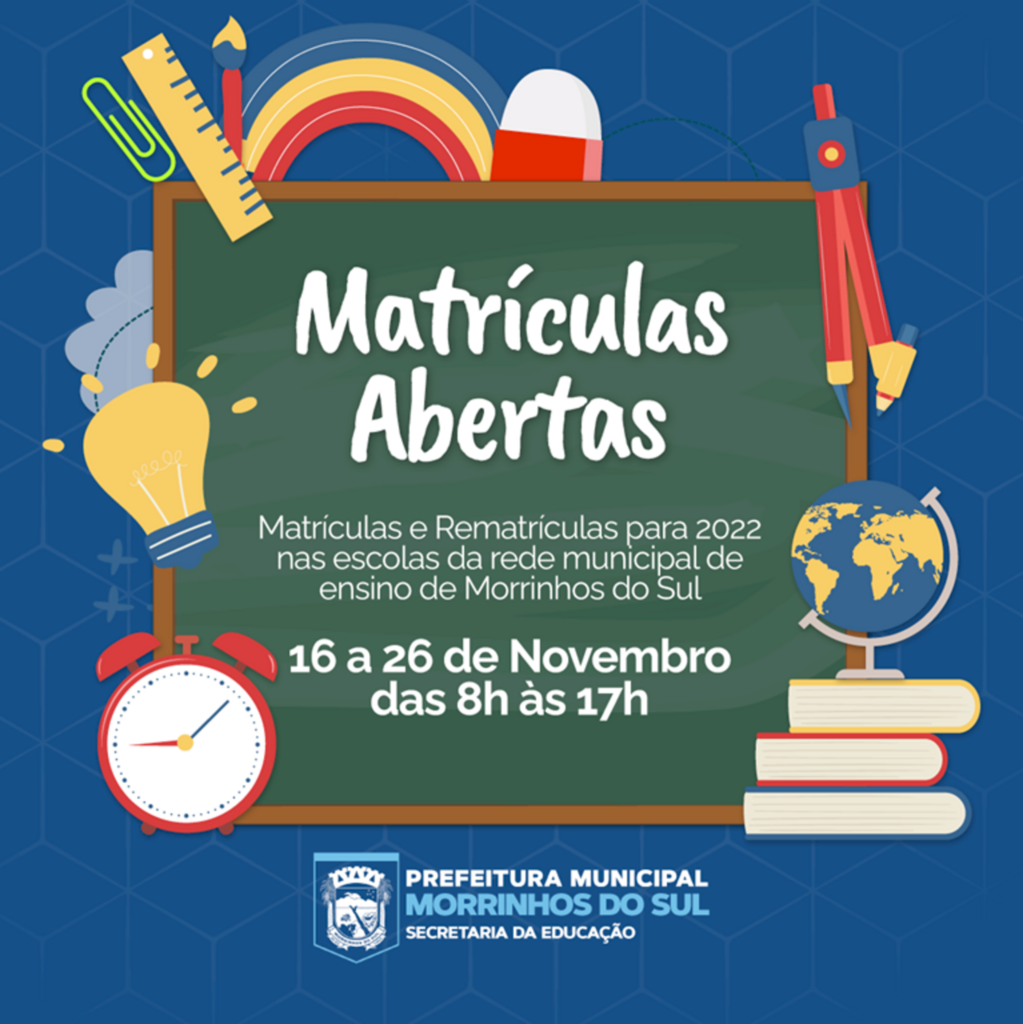 REDE MUNICIPAL DE ENSINO DE MORRINHOS ESTÁ COM MATRÍCULAS ABERTAS