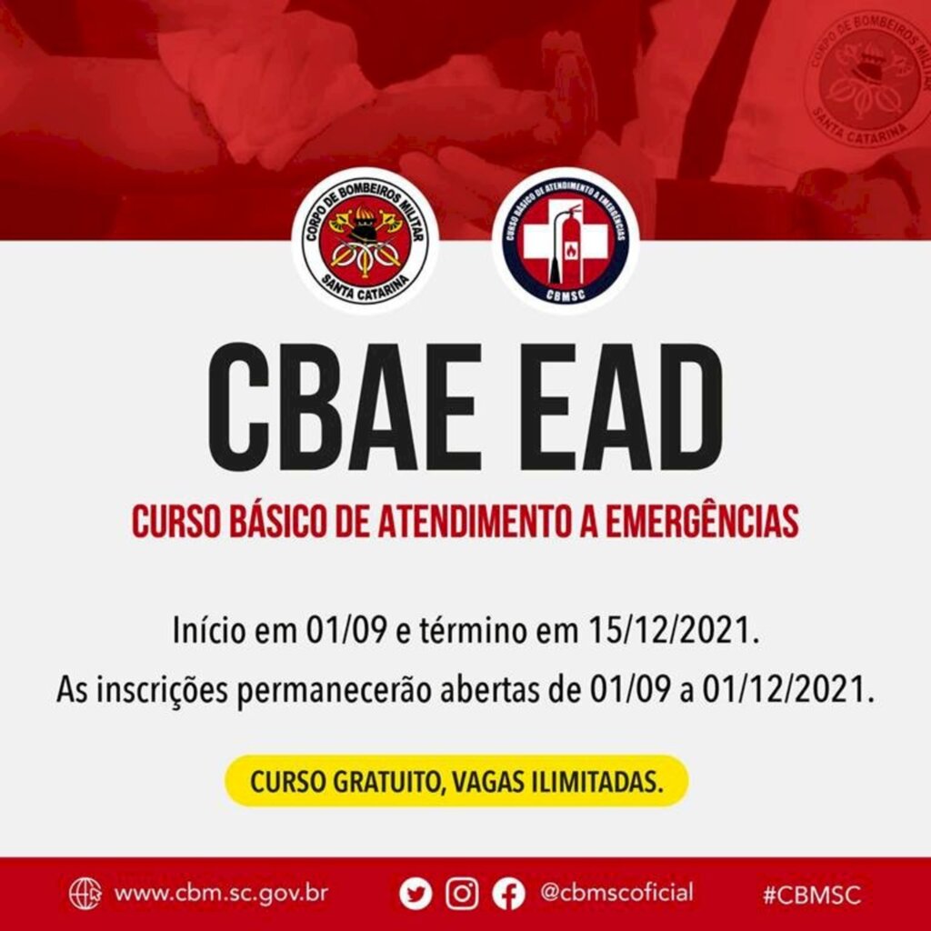 CORPO DE BOMBEIROS  REALIZARÁ CURSO  BÁSICO DE ATENDIMENTO A EMERGÊNCIAS ON-LINE