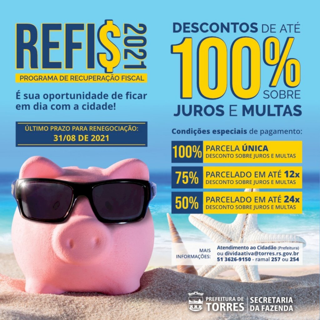 RS: DÍVIDAS NA PREFEITURA DE TORRES TERÃO DESCONTOS DE ATÉ 100% EM JUROS E MULTAS