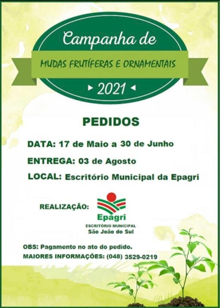 EPAGRI LANÇA CAMPANHA DE  MUDAS FRUTÍFERAS E ORNAMENTAIS