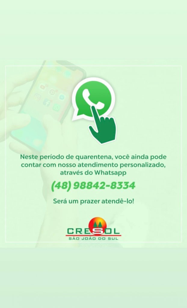 CRESOL DISPONIBILIZA ATENDIMENTO PERSONALIZADO VIA WHATSAPP