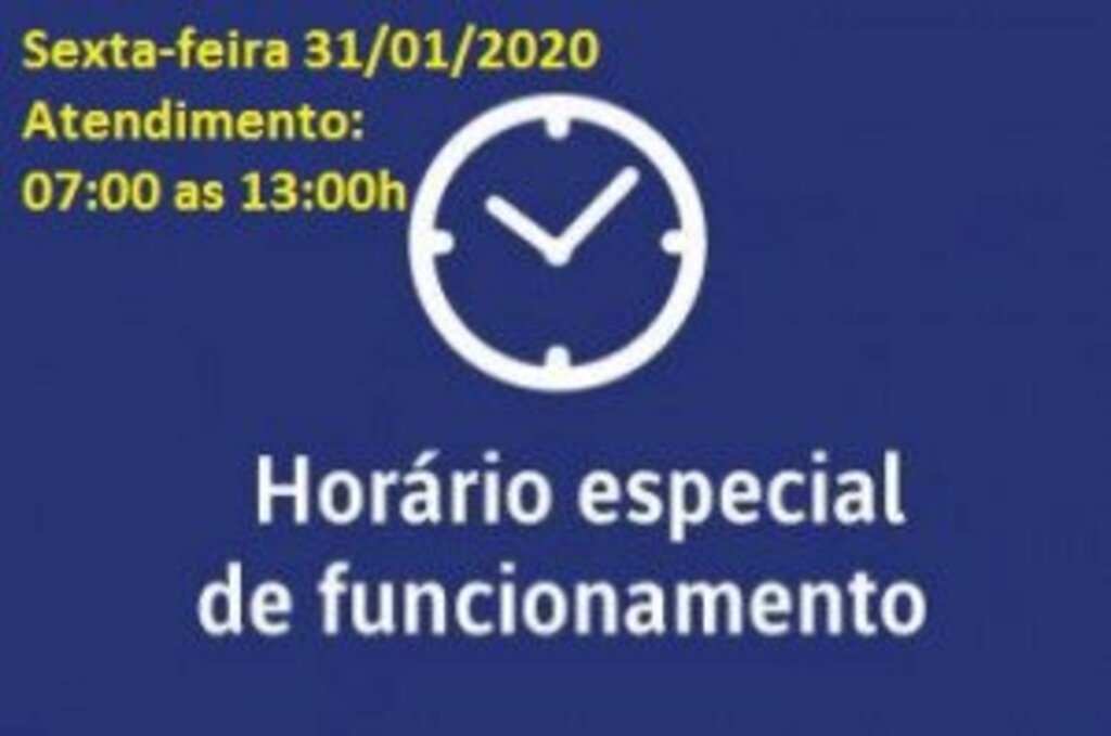 HORÁRIO ESPECIAL DE FUNCIONAMENTO DA PREFEITURA DE PASSO DE TORRES NESTE DIA 31/01/2020