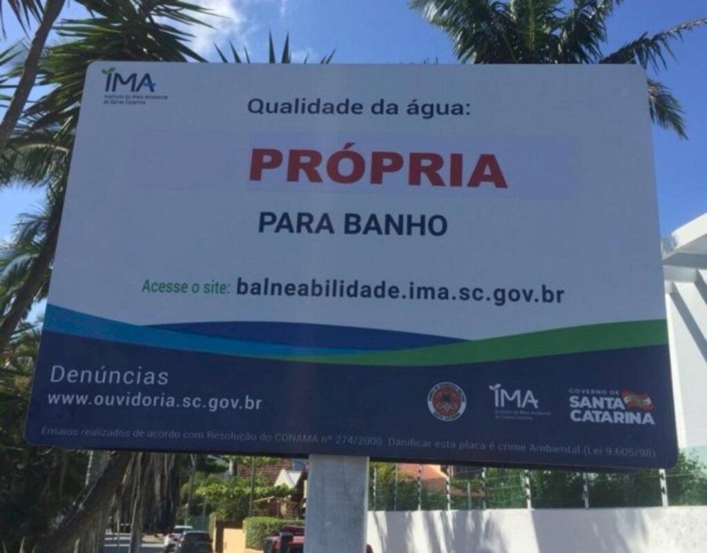 Divulgação / IMA - Placa de imprópria alterada. O escrito em vemelho sempre indica que o local não é recomendado para banho