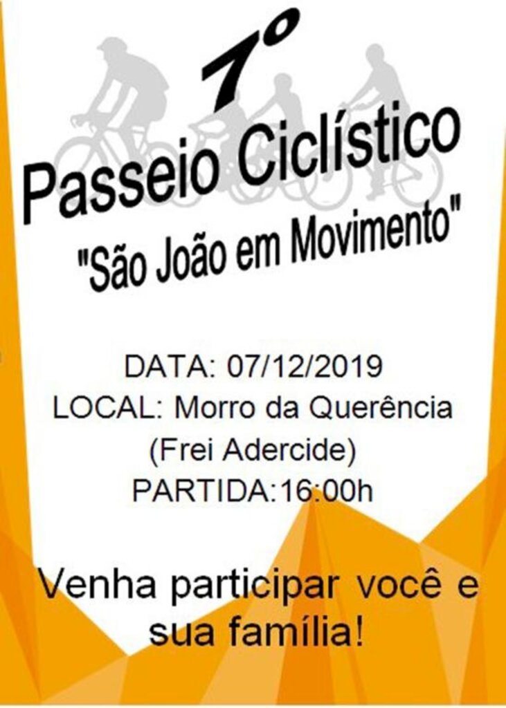 7º PASSEIO CICLÍSTICO  'SÃO JOÃO EM MOVIMENTO'  ACONTECE NESTE SÁBADO (07)