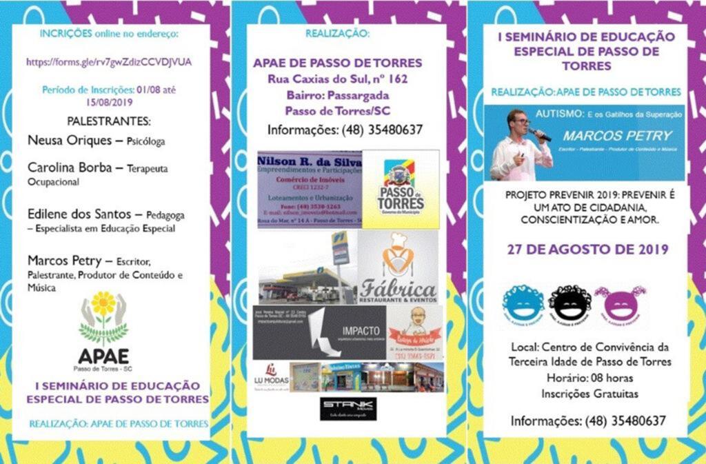 APAE DE PASSO DE TORRES REALIZA 1º SEMINÁRIO DE EDUCAÇÃO ESPECIAL