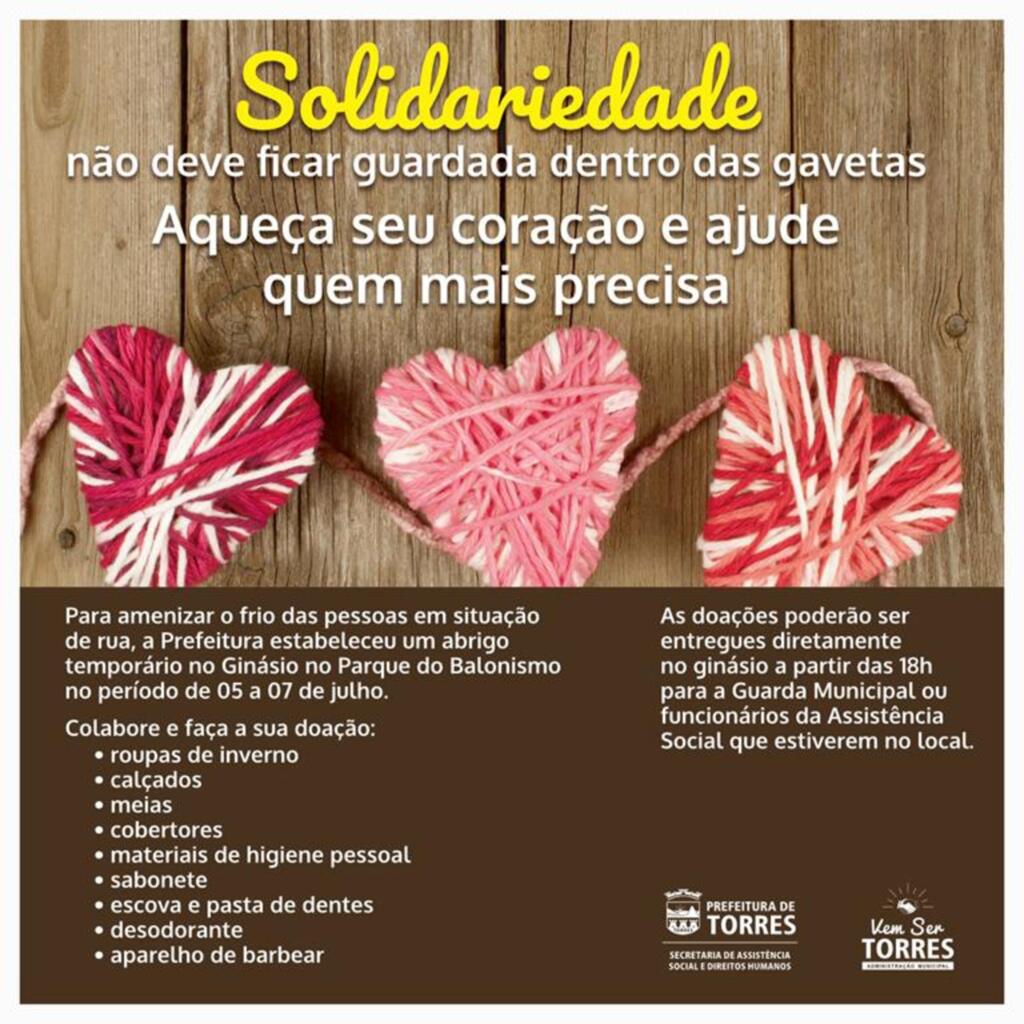 AÇÃO SOLIDÁRIA DA PREFEITURA DE TORRES ACOLHE PESSOAS DE RUA