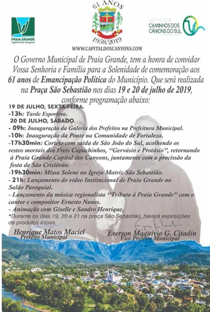 MUNICÍPIO CELEBRA O 61º ANIVERSÁRIO DE EMANCIPAÇÃO POLÍTICA