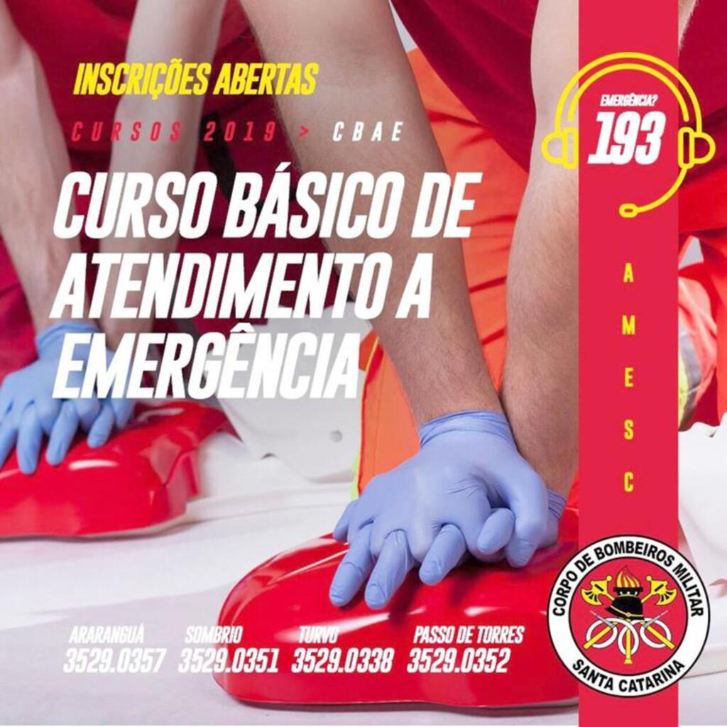 BOMBEIROS COM INSCRIÇÕES ABERTAS PARA O CURSO BÁSICO DE ATENDIMENTO A EMERGÊNCIA (CBAE)