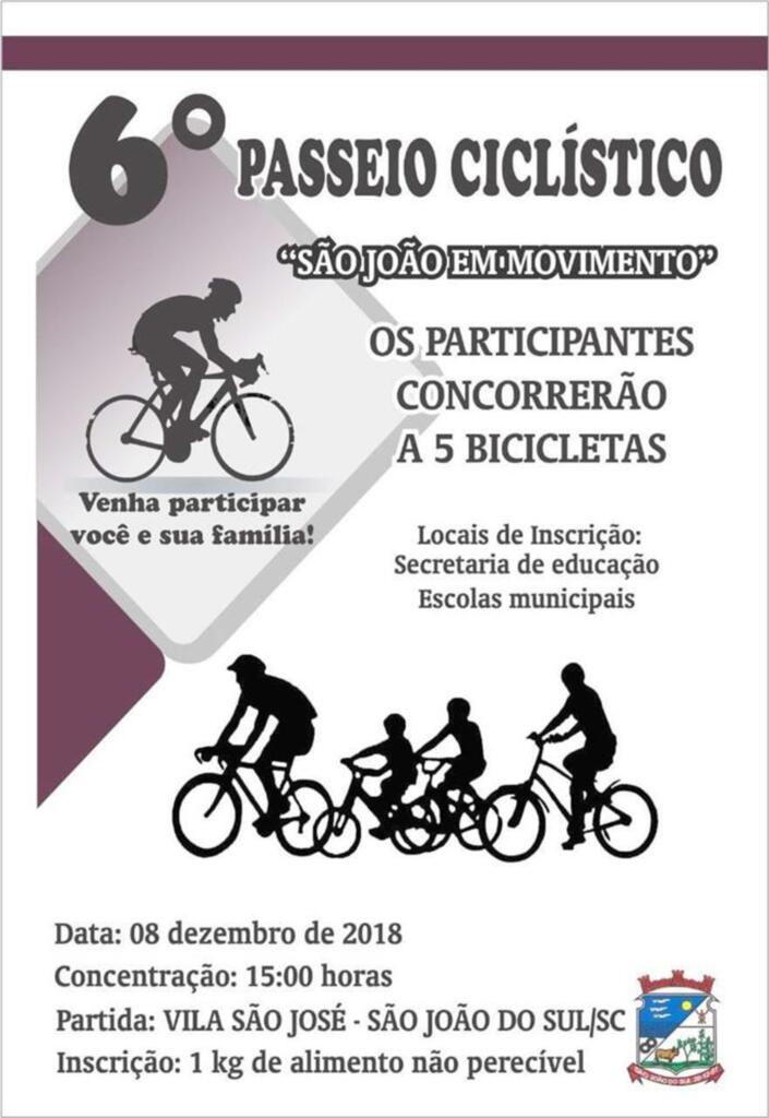 CONTINUAM ABERTAS  AS INSCRIÇÕES PARA O  6º PASSEIO CICLÍSTICO