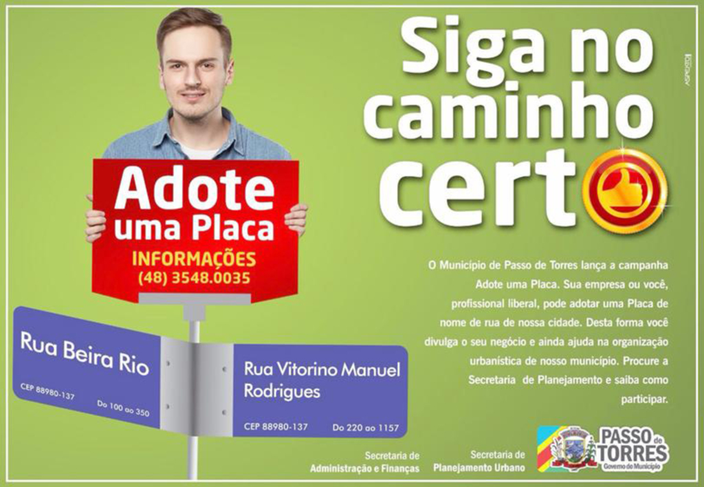 PREFEITURA INSTITUI PROGRAMA DE ADOÇÃO DE PLACAS PARA IDENTIFICAÇÃO DE RUAS