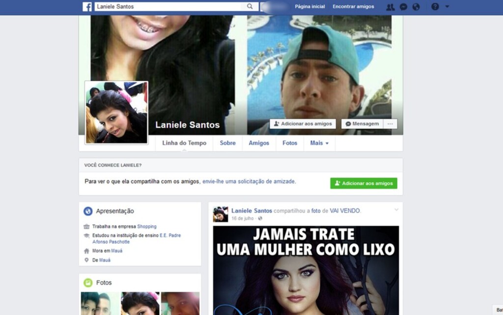  - Lanieli compartilhou mensagem 'Jamais trate uma mulher como lixo', um mês antes de morrer; marido, Marcelo Azevedo, foi preso por suspeita de feminicídio (Foto: Reprodução/Facebook)