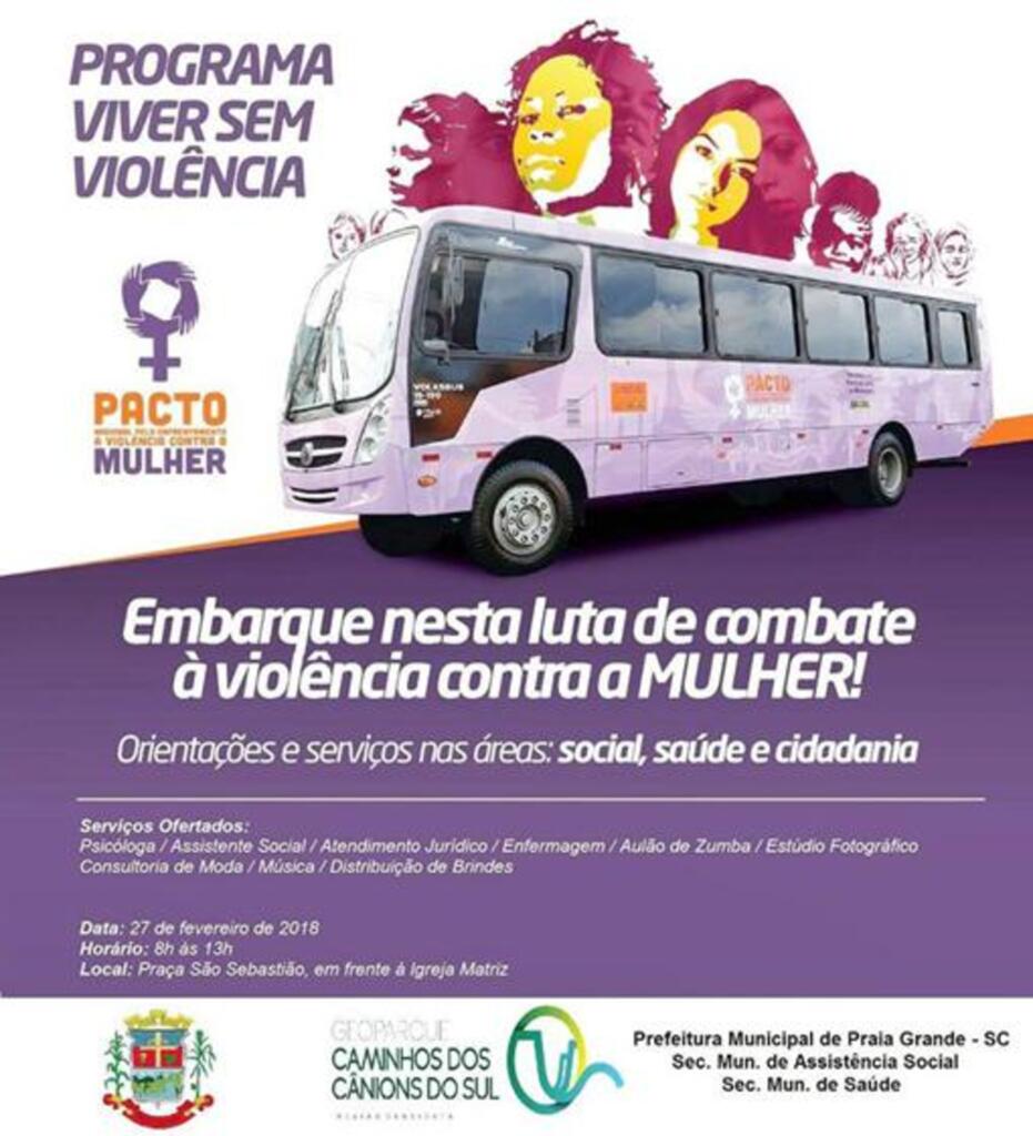 ÔNIBUS DO PROGRAMA MULHER VIVER SEM VIOLÊNCIA  RETORNA AOS MUNICÍPIOS DA ADR ARARANGUÁ