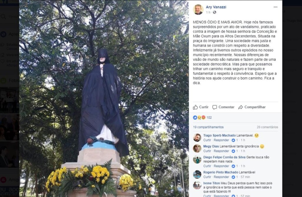  - Prefeito de São Leopoldo, Ary Vanazzi (PT) demonstrou indignação em postagem. Um ato de repúdio está previsto para o início da noite de terça-feira (Foto: Reprodução/Facebook)
