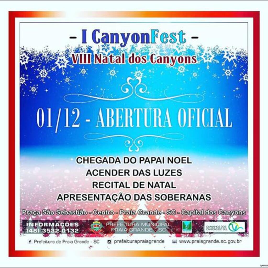 I CANYONFEST E VIII NATAL DOS CANYONS SERÁ LANÇADO EM PRAIA GRANDE  NESTA SEXTA-FEIRA, DIA 1º DE DEZEMBRO