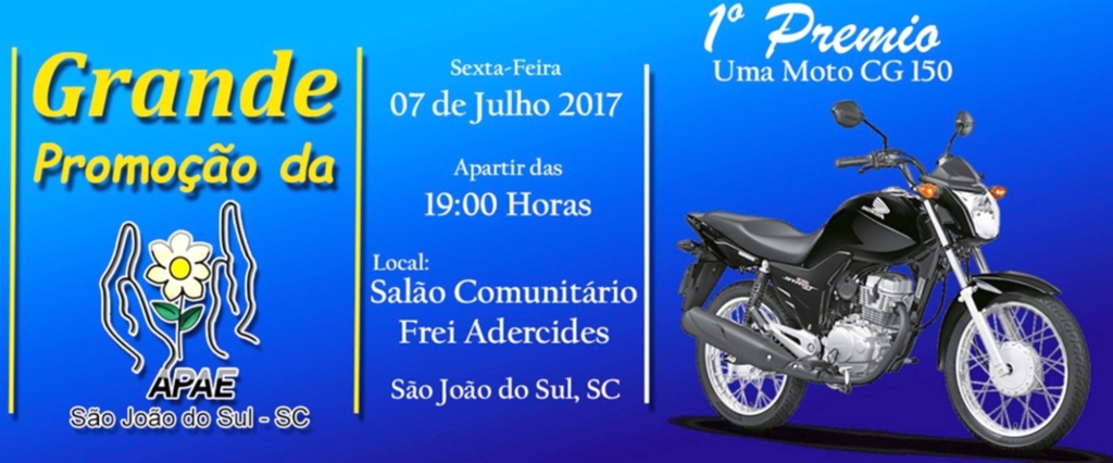 BINGÃO DA APAE SERÁ REALIZADO  NESTA SEXTA-FEIRA, DIA 07 EM SÃO JOÃO DO SUL