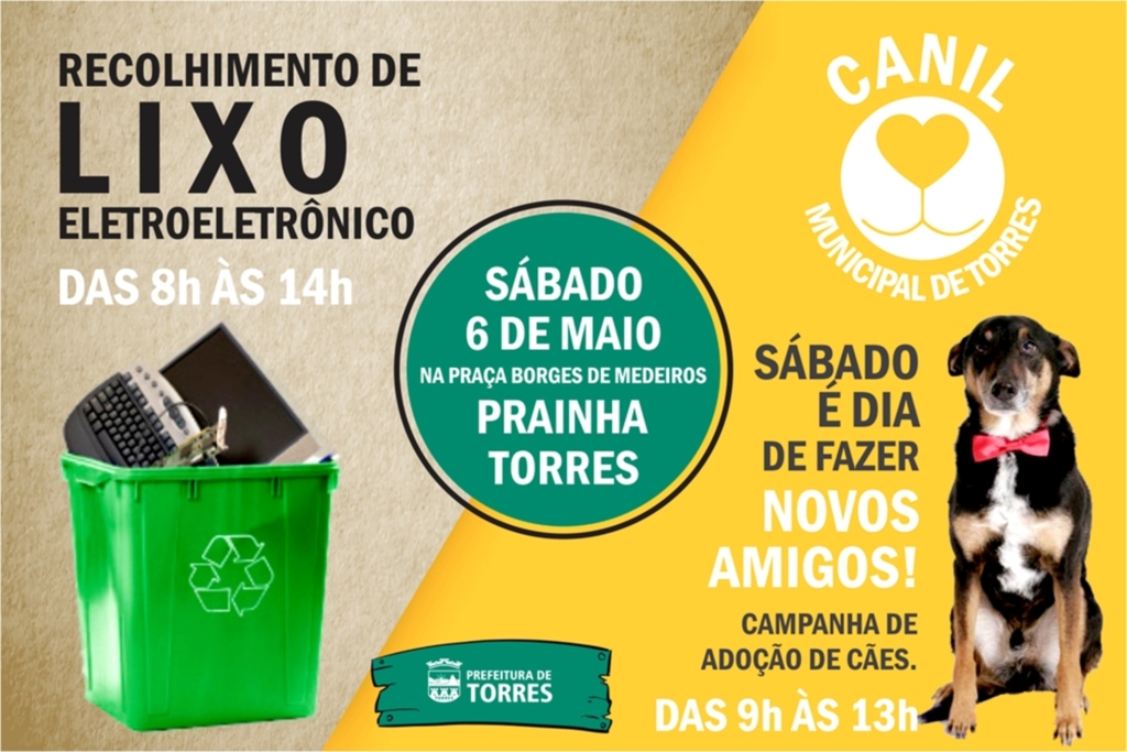 Coleta de Lixo Eletroeletrônico e Feira de adoção de cães em torres