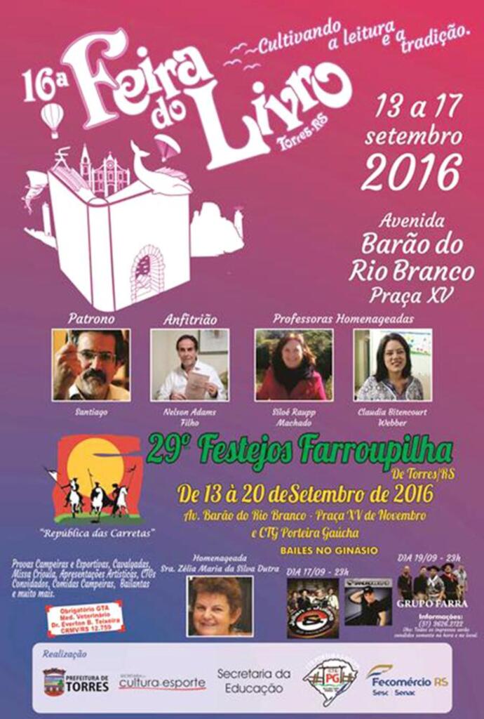 16ª FEIRA DO LIVRO DE TORRES GARANTE ACESSO A OBRAS DE GRANDES AUTORES